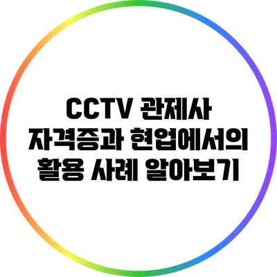 CCTV 관제사 자격증과 현업에서의 활용 사례 알아보기