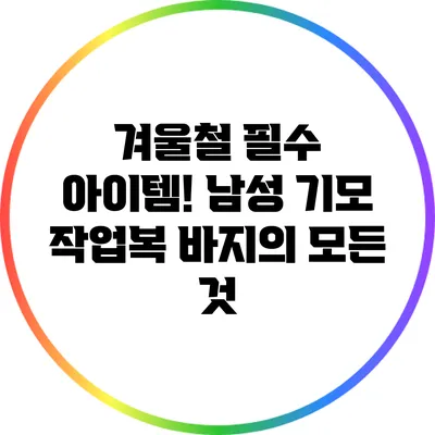 겨울철 필수 아이템! 남성 기모 작업복 바지의 모든 것
