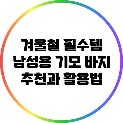 겨울철 필수템: 남성용 기모 바지 추천과 활용법