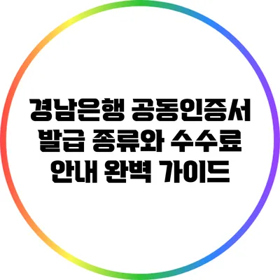 경남은행 공동인증서 발급 종류와 수수료 안내 완벽 가이드