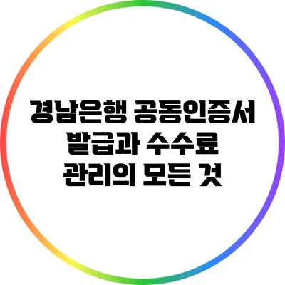 경남은행 공동인증서 발급과 수수료 관리의 모든 것