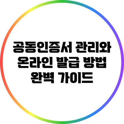 공동인증서 관리와 온라인 발급 방법 완벽 가이드