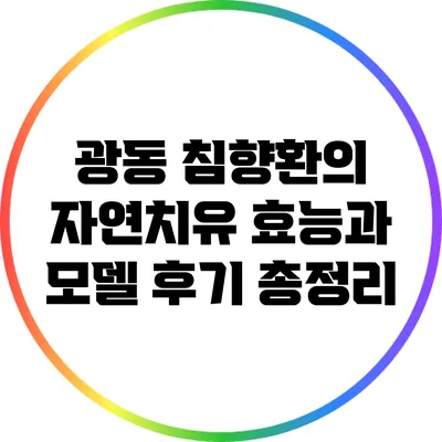 광동 침향환의 자연치유 효능과 모델 후기 총정리