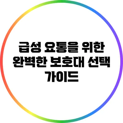 급성 요통을 위한 완벽한 보호대 선택 가이드