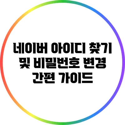 네이버 아이디 찾기 및 비밀번호 변경 간편 가이드