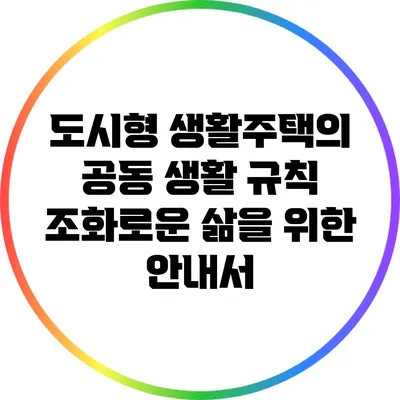 도시형 생활주택의 공동 생활 규칙: 조화로운 삶을 위한 안내서