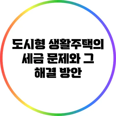 도시형 생활주택의 세금 문제와 그 해결 방안