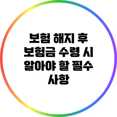 보험 해지 후 보험금 수령 시 알아야 할 필수 사항