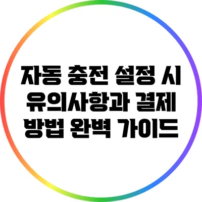 자동 충전 설정 시 유의사항과 결제 방법 완벽 가이드