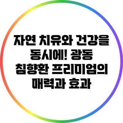 자연 치유와 건강을 동시에! 광동 침향환 프리미엄의 매력과 효과
