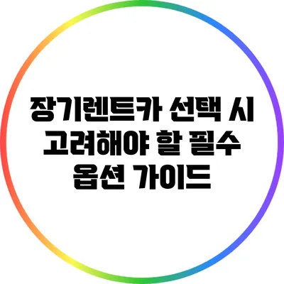 장기렌트카 선택 시 고려해야 할 필수 옵션 가이드
