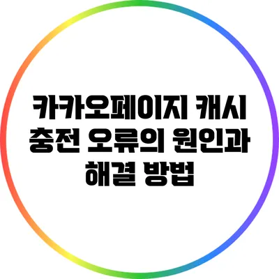 카카오페이지 캐시 충전 오류의 원인과 해결 방법