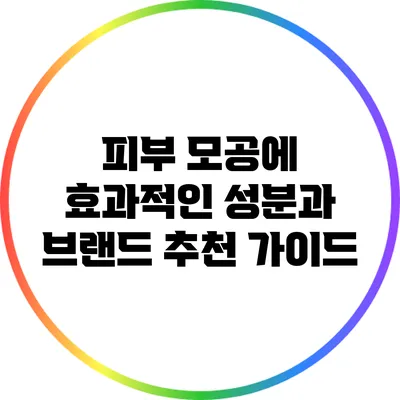 피부 모공에 효과적인 성분과 브랜드 추천 가이드