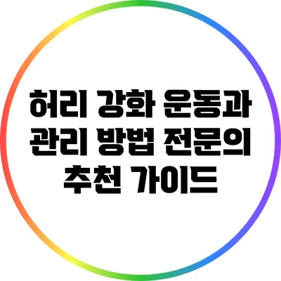 허리 강화 운동과 관리 방법: 전문의 추천 가이드