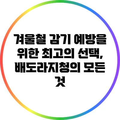 겨울철 감기 예방을 위한 최고의 선택, 배도라지청의 모든 것