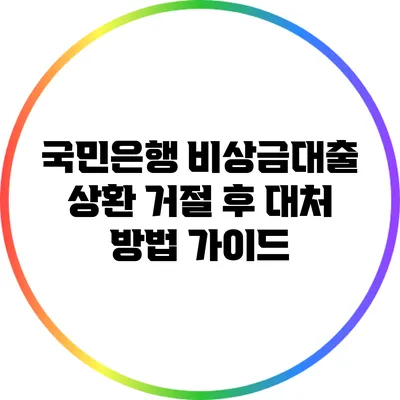 국민은행 비상금대출 상환 거절 후 대처 방법 가이드
