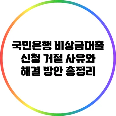 국민은행 비상금대출: 신청 거절 사유와 해결 방안 총정리