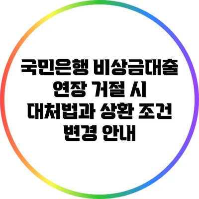 국민은행 비상금대출 연장 거절 시 대처법과 상환 조건 변경 안내