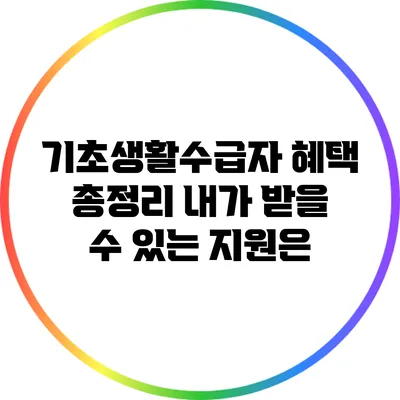 기초생활수급자 혜택 총정리: 내가 받을 수 있는 지원은?