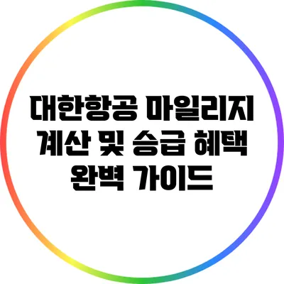 대한항공 마일리지 계산 및 승급 혜택 완벽 가이드