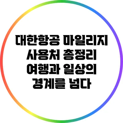 대한항공 마일리지 사용처 총정리: 여행과 일상의 경계를 넘다