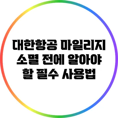 대한항공 마일리지 소멸 전에 알아야 할 필수 사용법