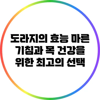도라지의 효능: 마른 기침과 목 건강을 위한 최고의 선택