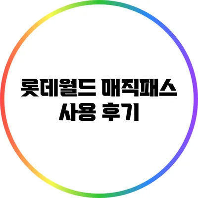 롯데월드 매직패스 사용 후기