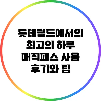 롯데월드에서의 최고의 하루: 매직패스 사용 후기와 팁