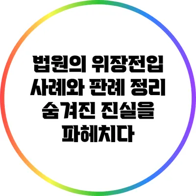 법원의 위장전입 사례와 판례 정리: 숨겨진 진실을 파헤치다