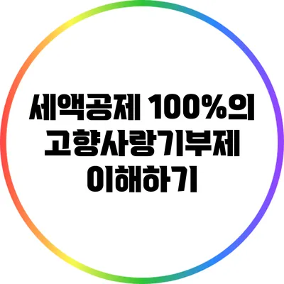 세액공제 100%의 고향사랑기부제 이해하기