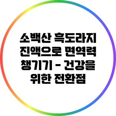 소백산 흑도라지 진액으로 면역력 챙기기 - 건강을 위한 전환점