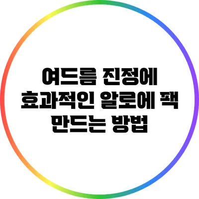 여드름 진정에 효과적인 알로에 팩 만드는 방법