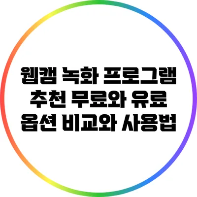 웹캠 녹화 프로그램 추천: 무료와 유료 옵션 비교와 사용법