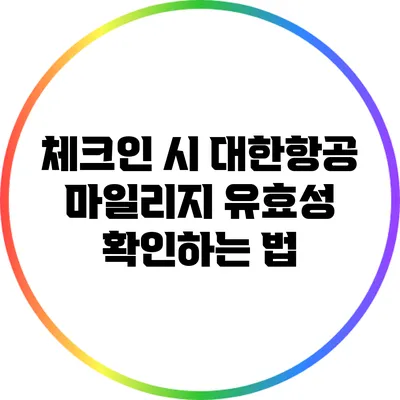 체크인 시 대한항공 마일리지 유효성 확인하는 법