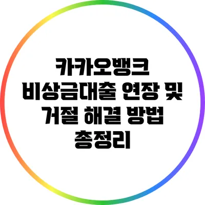 카카오뱅크 비상금대출 연장 및 거절 해결 방법 총정리