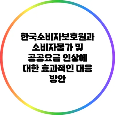 한국소비자보호원과 소비자물가 및 공공요금 인상에 대한 효과적인 대응 방안